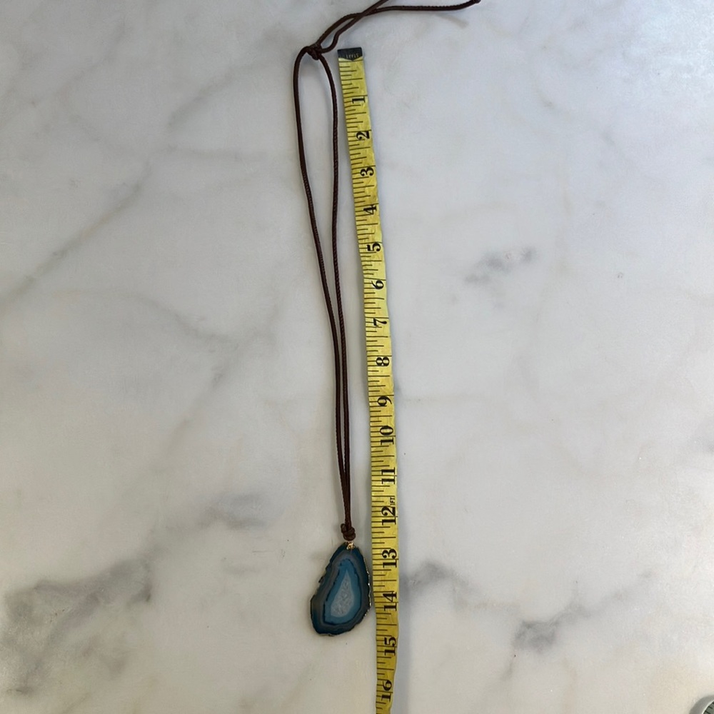 Leather String with Blue Stone Pendant